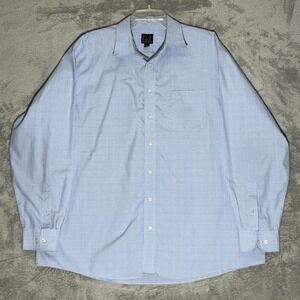 JOS A BANK Shirt Mens XL Blue Plaid Traveler Dress Long Sleeve Button Down